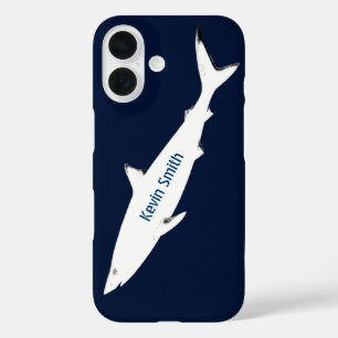 Coques iPhone 16 requin sauvage blanc personnalisé