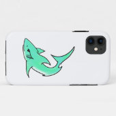 Coques Case-Mate iPhone requin souriant de dessin animé bleu vert océan an (Dos (Horizontal))