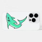 Coques Case-Mate iPhone requin souriant de dessin animé bleu vert océan an (Verso (horizontal))