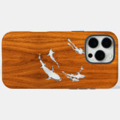 Coques Case-Mate iPhone Requins Chrome Nautilus sur Impression Bois de Tec (Verso (horizontal))
