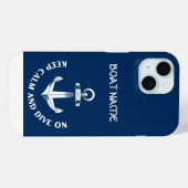 Coques Case-Mate iPhone Restez Calme Et Plongez Sur, Ancre Marine Bleu Été (Verso (horizontal))