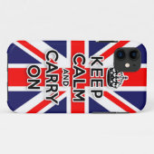 Coques Case-Mate iPhone restez calme et portez le drapeau Union Jack (Dos (Horizontal))