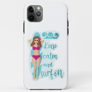 Case-Mate iPhone Case Restez calme et surfez sur la carte de fille brune