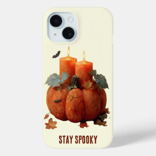 Coque Pour iPhone 15 Restez Citrouille Éffrayant avec des bougies