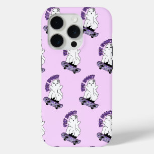 Coque iPhone 15 Pro "Restez Éffrayant" Fantôme sur un skateboard - Coo
