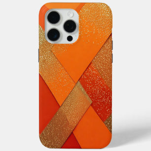 Coque iPhone 15 Pro Max Résumé abstrait orange et or pailleté