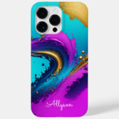 Coques Case-Mate iPhone Résumé Liquide Dynamique, Nom en écriture blanche, (Verso)