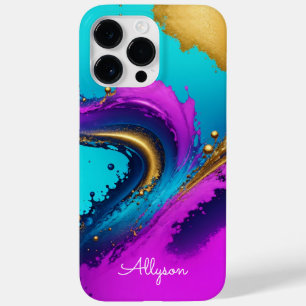 Coque Pour Pour iPhone 14 Pro Max Résumé Liquide Dynamique, Nom en écriture blanche,