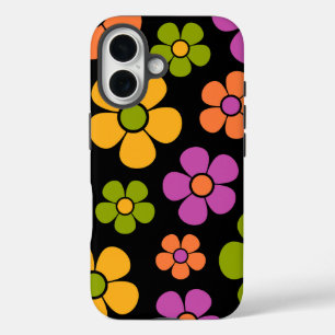 Coques iPhone 16 Reto 1960s Style Moyenne Moyenne Motif Floral
