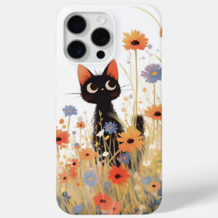 Coque iPhone 15 Pro Max Retraite Fleur Chat Noir