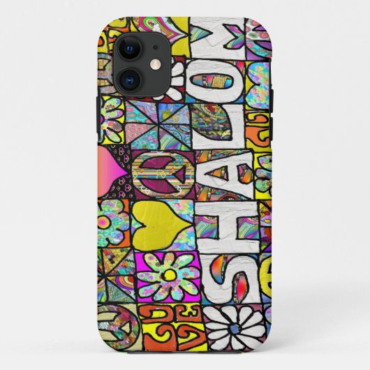 Coques Case-Mate iPhone Rétro 60s Psychédélique Shalom AMOUR (Dos)