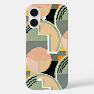 Coques iPhone 16 Retro Art Déco Jazz Vintage Cercles Turquoises Mot