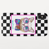 Coques Case-Mate iPhone Retro B&W Checkerboard, Hipster Cat, Personnalisé (Dos (Horizontal))