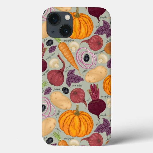 Coques Case-Mate iPhone Rétro background from fresh vegetables (Verso)