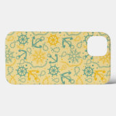 Coques Case-Mate iPhone Rétro background with anchor, ropes (Verso (horizontal))