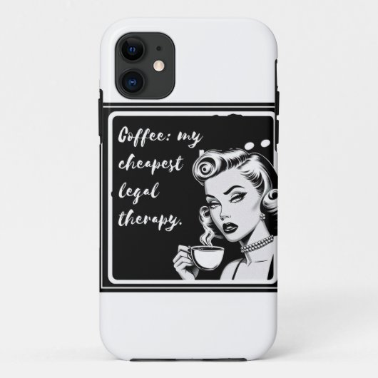 Coques Case-Mate iPhone Retro black and white design with the phrase “Coff (Dos)