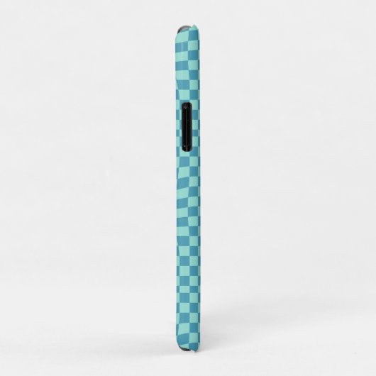 Coques Case-Mate iPhone Retro Blue Pastel Chèques Warped Checkerboard (Dos/Droite)