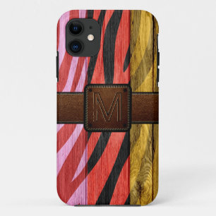 Coques Pour iPhone Retro Bois Brown cuir look