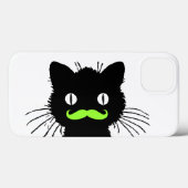 COQUES Case-Mate iPhone RETRO CHAT NOIR FUNNY LIME GREEN MUSTACHE (Verso (horizontal))