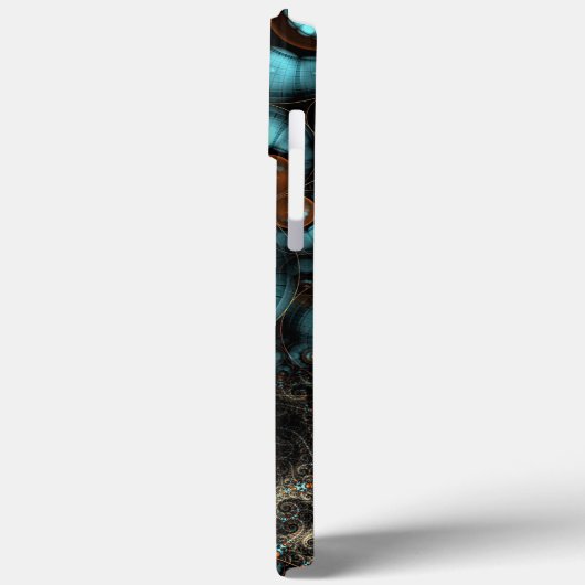 Coques Case-Mate iPhone Retro Chic Brown Aqua Turquoise Fractal Motif (Verso / Gauche)