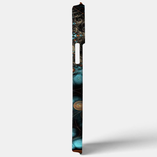 Coques Case-Mate iPhone Retro Chic Brown Aqua Turquoise Fractal Motif (Verso / Droite)