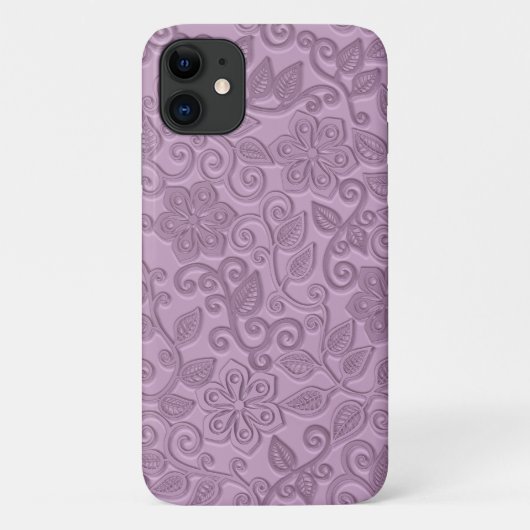 Coques Case-Mate iPhone Retro Chic Faux Cuir Rose Floral Motif d'art (Dos)