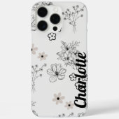 Coques Case-Mate iPhone Retro Chic noir & blanc motif floral Whimsical (Verso)