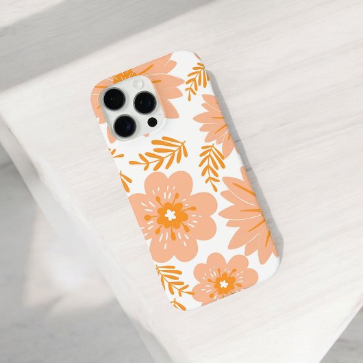 Coques Case-Mate iPhone Retro Chic Peach Floral Pattern Printemps Whimsica