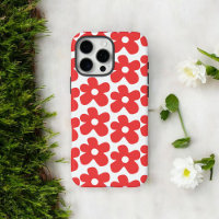 Retro Chic Rouge Flore Motif Printemps Whimsical