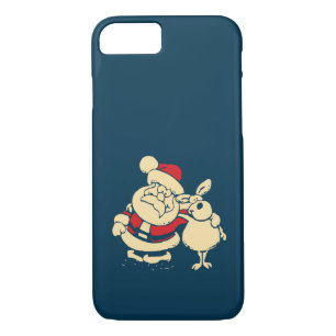 Coque iPhone 7 Retro Christmas Père Noël et son Reindeer Buddy