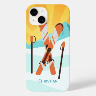 Coques Pour iPhone Rétro conception de ski avec le paysage de Milou