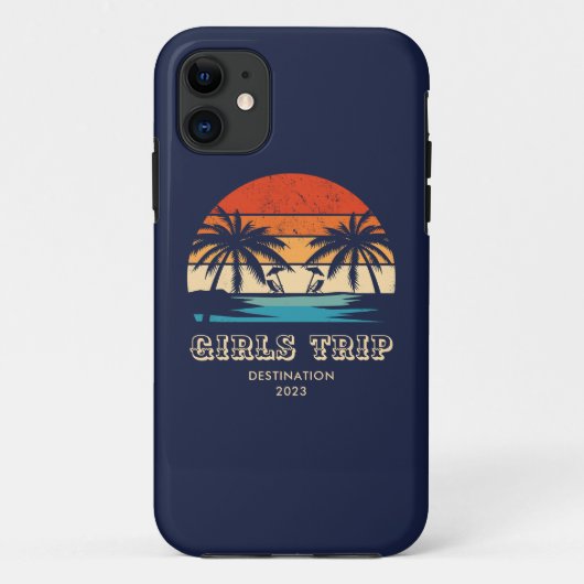 Coques Case-Mate iPhone Retro coucher de soleil Filles voyage bachelorette (Dos)