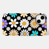 Coques Case-Mate iPhone Retro Daisy Motif Simple.01. BG noir (Verso (horizontal))