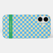 Coques Case-Mate iPhone Retro esthétique Checkerboard bleu Personnalisé (Verso (horizontal))