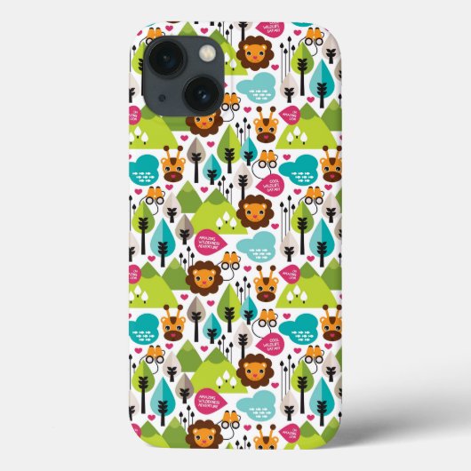 Coques Case-Mate iPhone rétro faune de lion de safari d'enfants (Verso)