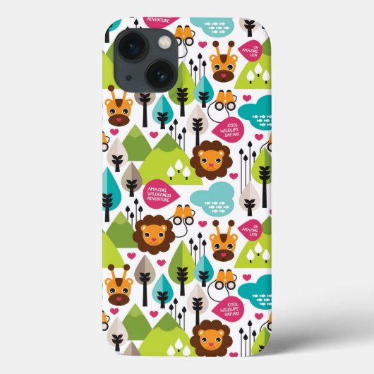 Coques Case-Mate iPhone rétro faune de lion de safari d'enfants (Verso)