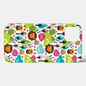 Coques Case-Mate iPhone rétro faune de lion de safari d'enfants (Verso (horizontal))