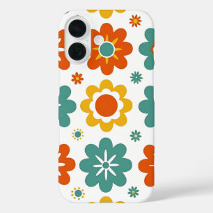 Coques iPhone 16 Rétro Fleur Géométrique Pouvoir des Années 70 Bohè