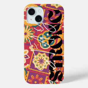 Coque Pour iPhone 15 Rétro floral patchwork des années 70 Restez fortE