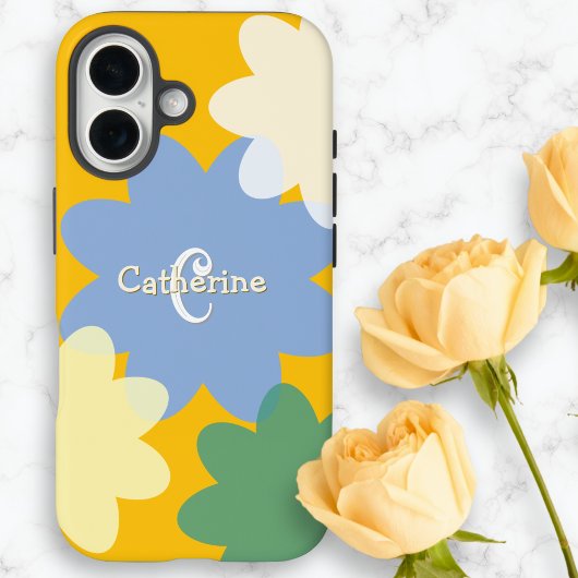 Coques Case-Mate iPhone Retro Floral Yellow Spring Super Monogramme
