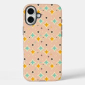 Coques Case-Mate iPhone Retro geometric pattern with teal, orange, black (Verso)