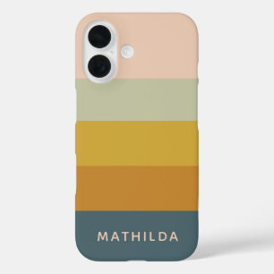 Coques iPhone 16 Rétro Géométrique Bloc de Couleurs Pastel Personna