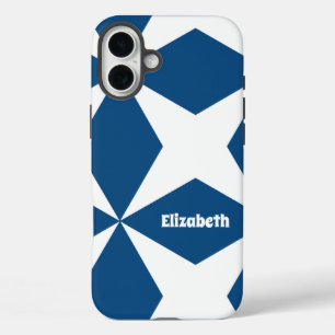 Coques iPhone 16 Plus Rétro Géométrique Classique Bleu Nuit 