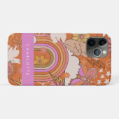 Coques Case-Mate iPhone Rétro Hippie Peace Orange Bohème Années 70 Groovy (Dos (Horizontal))