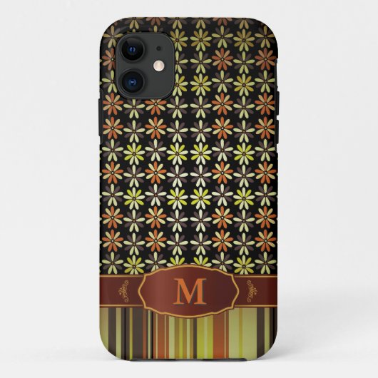 Coques Case-Mate iPhone Rétro iPhone 5 de monogramme de rayure de fleur de (Dos)
