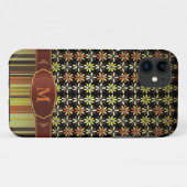 Coques Case-Mate iPhone Rétro iPhone 5 de monogramme de rayure de fleur de (Dos (Horizontal))
