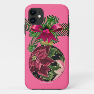 Coques Pour iPhone Retro les années 50 Poinsettia Ornement Bourgogne