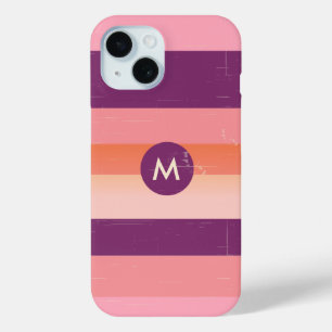 Coque Pour iPhone 15 Retro look monogramme landes de bonbons