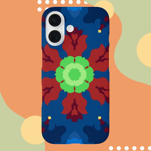 Coques Case-Mate iPhone Retro Mandala bleu rouge et vert