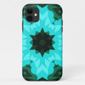 Coques Case-Mate iPhone Retro Mandala Flower bleu et vert (Dos)